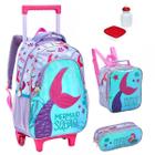 Kit Mochila Escolar Sereia 2 Em 1 Alças Rodinha G Infantil - Seanite