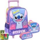 Kit Mochila Escolar Stitch Original Disney Infantil Completo