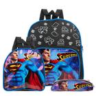 Kit Mochila Escolar Super Homem Herois Meninos Costas - TOYS 2U