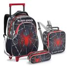 Kit Mochila Escolar Super Spider Lancheira Térmica Estojo