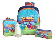 Kit Mochila Escolar Turma Da Galinha Pintadinha Costas Tam G