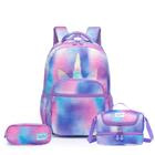 Kit Mochila Escolar Unicórnio Bolsa Infantil Menina Estojo e Lancheira Resistente POLO ONE