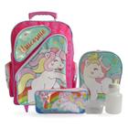 Kit Mochila Escolar Unicornio Fantasi Com Lancheira E Estojo