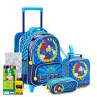 Kit Mochila Estojo Lancheira Speed Infantil Meninos Rodinhas Jogo