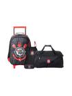 Kit Mochila+Estojo Triplo+Saco+Sacola De Viagem Corinthians