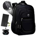 Kit Mochila Executiva Trabalho Saida USB + Carregador Portátil + Fone De Ouvido Bluetooth