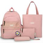 Kit Mochila Feminina Escolar 4 Peças Bolsa Pequena + Bolsa Sacola + Estojo Margarida Material Resistente Alta Qualidade - Meimi Amores