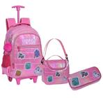 Kit Mochila Feminina Infantil Juvenil Rodinhas Pompom 5305 - Yepp