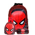 Kit Mochila Homem Aranha com Lancheira Térmica e Estojo Escolar de Costas Juvenil