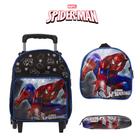 Kit Mochila Homem Aranha Creche de Rodinhas Preta Passeio