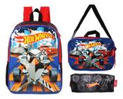 Kit Mochila Hot Wheels Escolar Costas Meninos