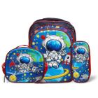 Kit Mochila Infantil 3 pçs Com Lancheira e Estojo Desenho 3D