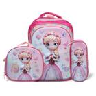 Kit Mochila Infantil 3 pçs Com Lancheira e Estojo Desenho 3D