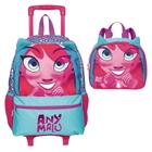 Kit Mochila Infantil Anymalu Rodinhas Tam G Carrinho Escolar