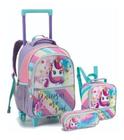 Kit Mochila Infantil Carrinho Rodinhas + Lancheira + Estojo - Yeapp