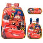 Kit Mochila Infantil Carros Com Lancheira Estojo Vermelho - Plike