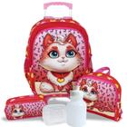 Kit Mochila Infantil Cat Tam G Feminina Rodinhas