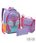 Kit Mochila Infantil Com Lancheira Estojo Sereia/Unicórnio