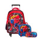 Kit Mochila Infantil com Rodinhas Homem Aranha 3D + Lancheira Térmica + Estojo Escolar