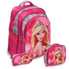 Kit Mochila Infantil Costas Barbie Estampa Alto Relevo