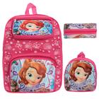 Kit Mochila Infantil Costas Princesinha Sofia Lancheira Rosa