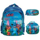 Kit Mochila Infantil Costas Stitch 3D Lancheira Estojo