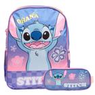 Kit Mochila Infantil Costas Stitch Estojo Cor Lilás Tam G