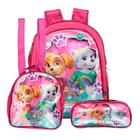 Kit Mochila Infantil de Costas Patrulha Canina Feminina + Lancheira Térmica + Estojo Escolar