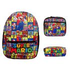 Kit Mochila Infantil De Costas Super Mario Quadrinhos 3 Pçs