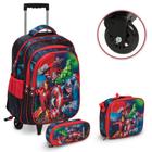 Kit Mochila Infantil de Rodinha Lancheira Estojo VIngadores