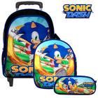 Kit Mochila Infantil de Rodinhas Menino Jogo Sonic Toys 2U