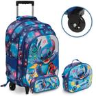 Kit Mochila Infantil De Rodinhas Stitch Lancheira Térmica