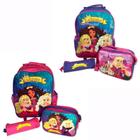 Kit Mochila Infantil Escolar 3 Peças Princesas Rosa/Roxo - Rocie