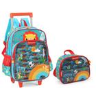 Kit Mochila Infantil Escolar c/ Rodinhas + lancheira Fisher Price