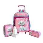 Kit Mochila Infantil Escolar Gatinha Gata Marie Rodinha G F5