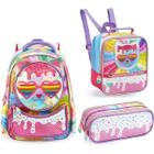 Kit Mochila Infantil Escolar Menina 3D Grande Volta as Aulas Impermeável Criança Feminino