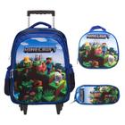 Kit Mochila Infantil Escolar Minecraft Rodinha Envio 24 Hrs