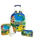 Kit Mochila Infantil Escolar Pokemon amigos Rodinhas Pikachu G F5 2024