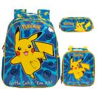 Kit Mochila Infantil Escolar Pokémon Lancheira Estojo Azul