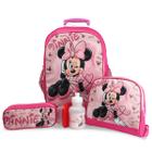 Kit Mochila Infantil Escolar Rodinhas Minnie Tam G