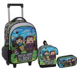 Kit Mochila Infantil Estojo e Lancheira Blocks Menino Yepp - 6322