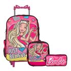 Kit Mochila Infantil Feminina Barbie Rodinha Tam G Cor Rosa