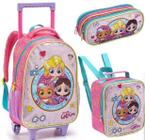 KIT Mochila infantil feminina bonecas 16" com rodas mr41436 Seanite