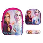 Kit Mochila Infantil Feminina Frozen Costas Tam G Cor Rosa