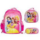 Kit Mochila Infantil Feminina Princesas 3D Costas Tam G