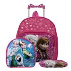 Kit Mochila Infantil Feminina Rodinha Frozen Pequena Creche