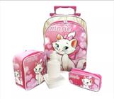 Kit Mochila Infantil Gatinha Marie Glitter Rodinhas Tam G F5