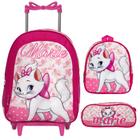 Kit Mochila Infantil Gatinha Marie Rodinha Resistente Rosa