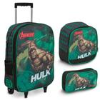 Kit Mochila Infantil Hulk Bolsa Carrinho Reforçada Creche