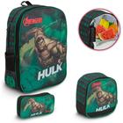 Kit Mochila Infantil Hulk Costas Lancheira Estojo Cor Preta